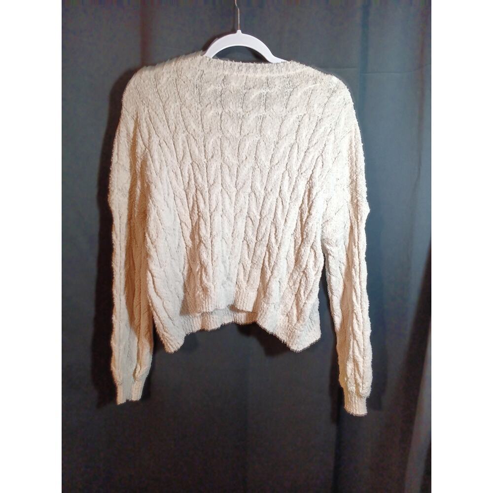 Altar’d State Women’s Medium Ivory Cropped Long Sleeve Sweater Clean Girl Cozy - Picture 3 of 4